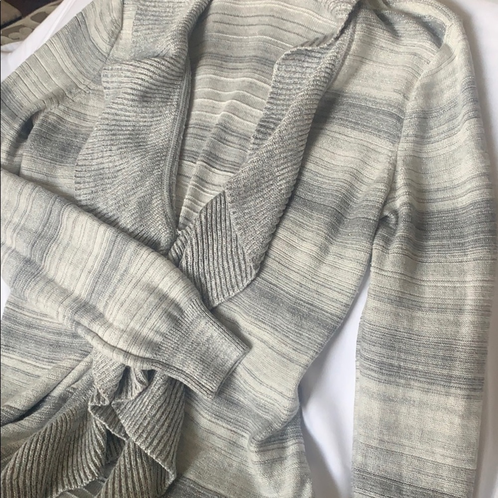 WHBM silver ruffled cardigan - Picture 7 of 8